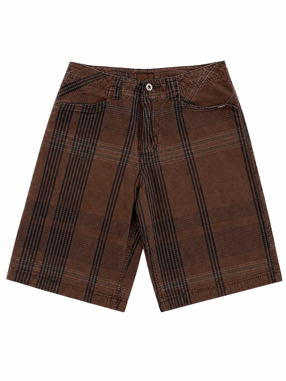 REEF PLAID SURF SKATE CARGO SHORTS BOYS SIZE 30 BROWN UTILITY Y2K